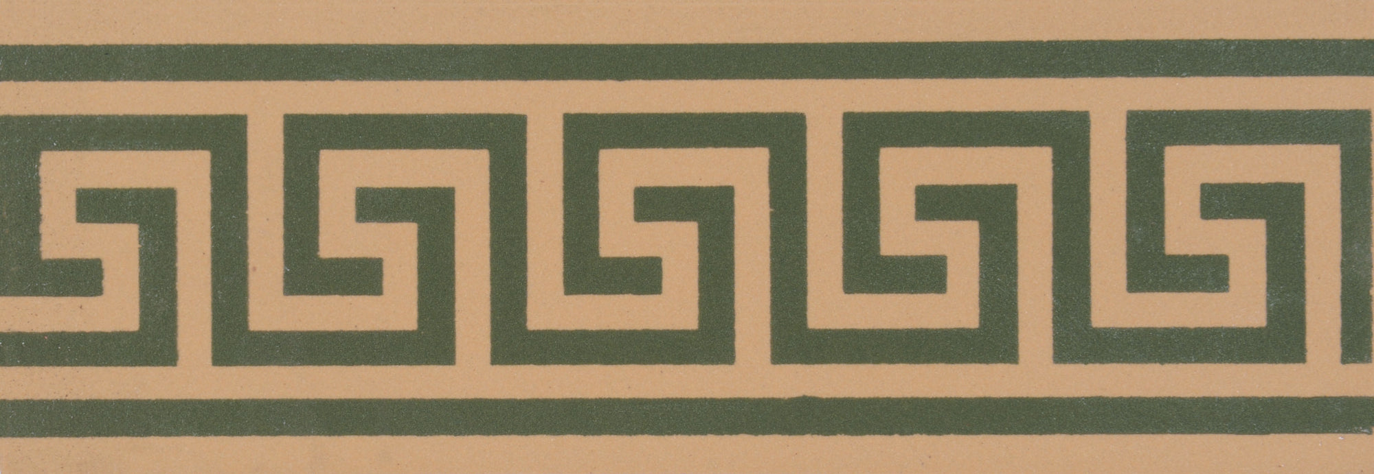 Greek Key Green on Buff