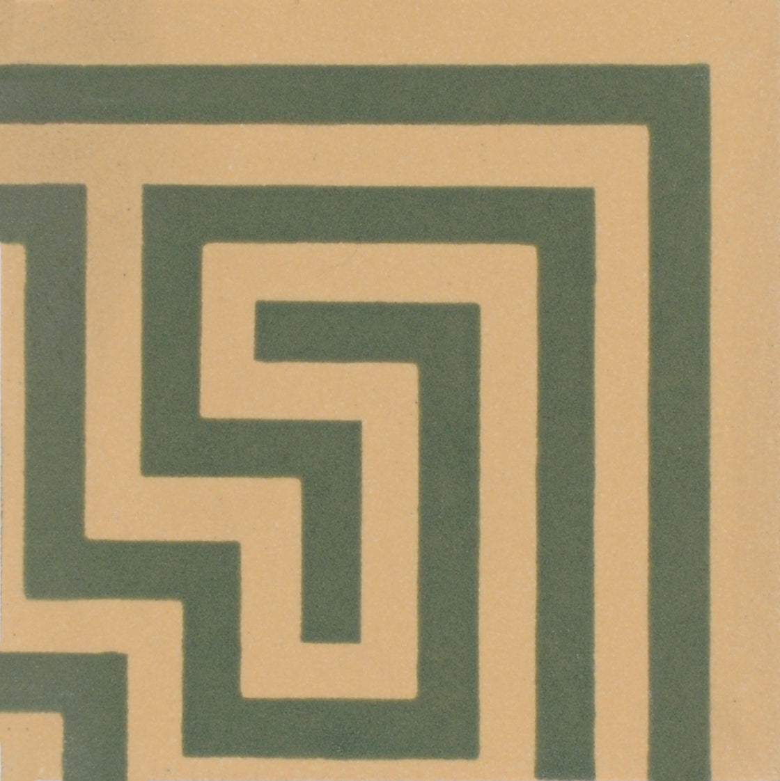 Greek Key Green on Buff
