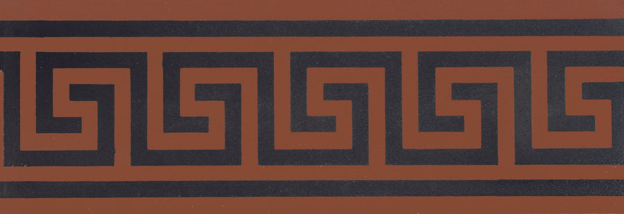 Greek Key Black on Red