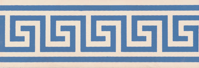 Greek Key Blue on White
