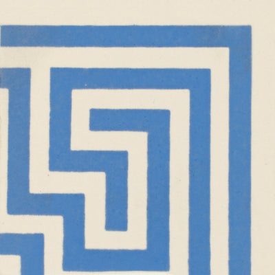 Greek Key Blue on White