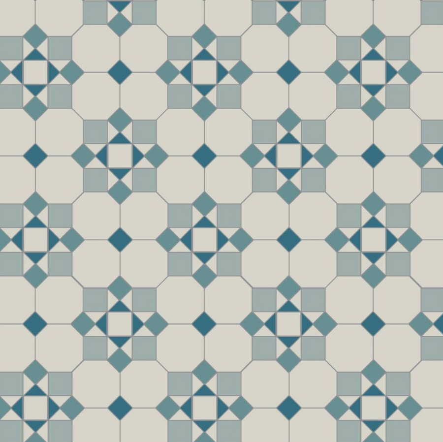 Tenby - Dover White, Pugin Blue, Grey & Blue